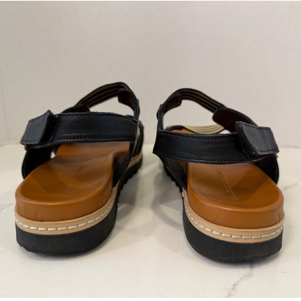 Daniella Lehavi Striped Platform Sandals Black Beige Leather Slingback Size 40 - Picture 5 of 7